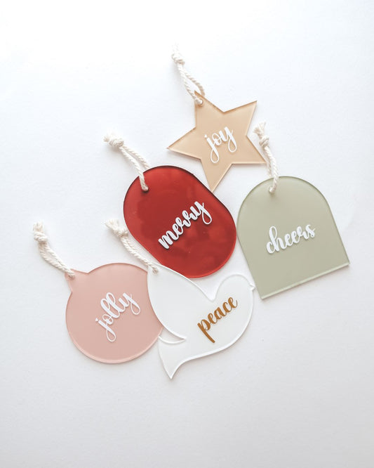 Christmas Word Ornaments - Set of 5